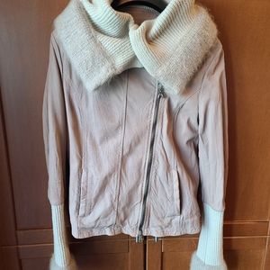 Patricia Pepe Oversized Knit Collar Leather Jacket